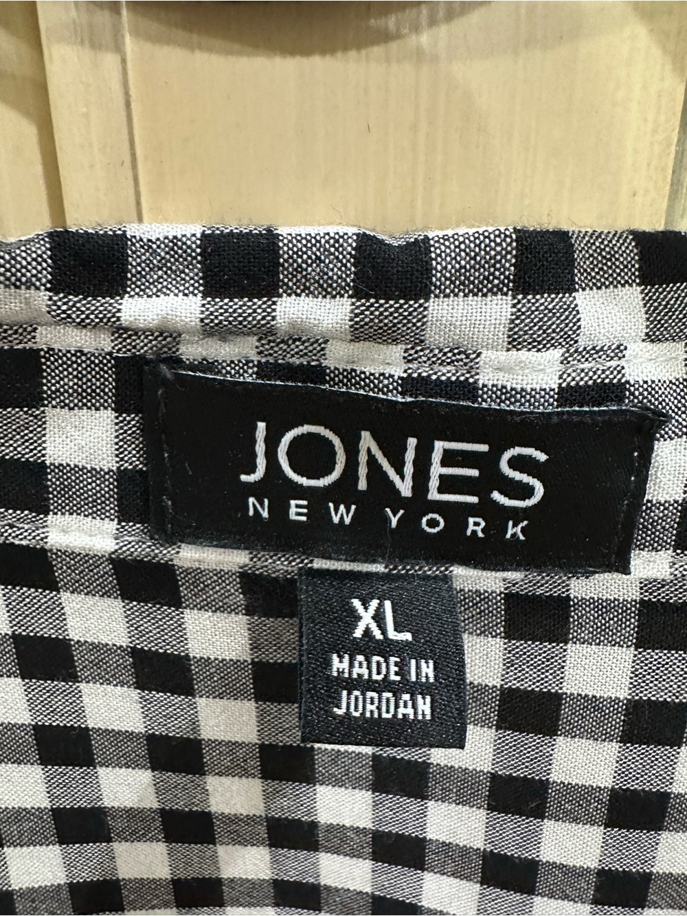Jones New York Black and White Check Button-Up
